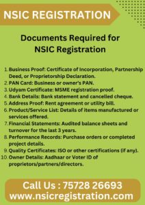 Documents Required for NSIC Registration