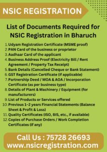 List of Documents Required for NSIC Registration in Bharuch