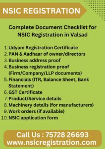 Complete Document Checklist for NSIC Registration in Valsad