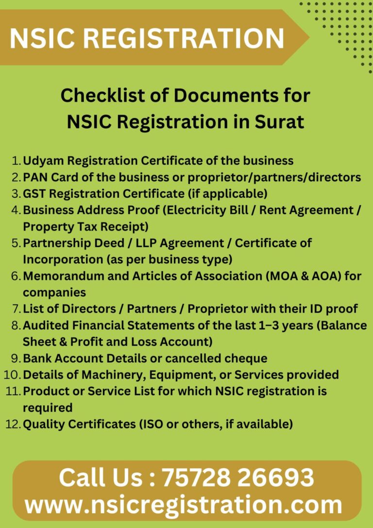 Checklist of Documents for NSIC Registration in Surat