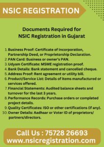 Documents Required for NSIC Registration in Gujarat